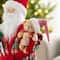 Glitzhome® 18"H Faux Fur Christmas Bathrobe Santa Figurine with Porcelain Face